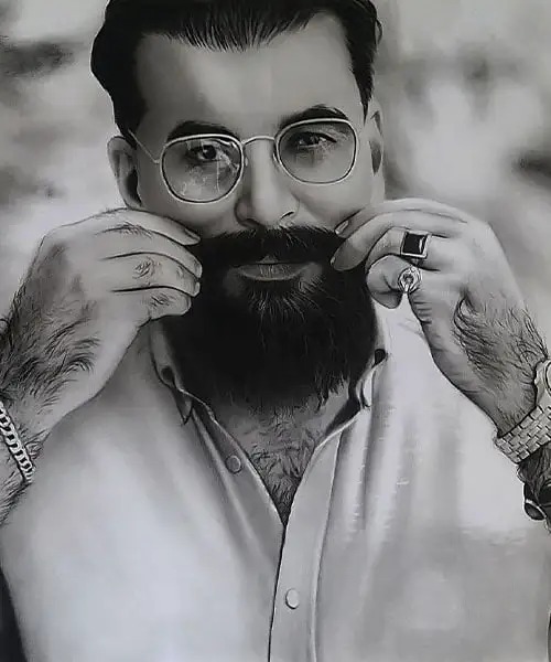 عکس بعد از نقاشی سیاه قلم