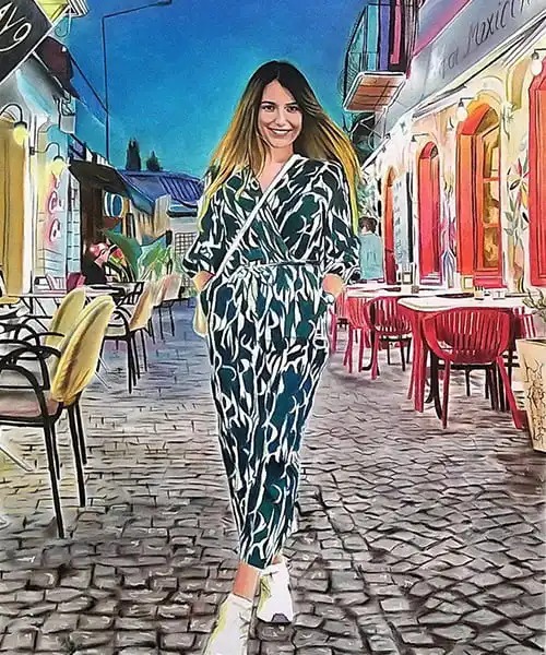 طراحی چهره با مداد رنگی بعد از تبدیل از عکس